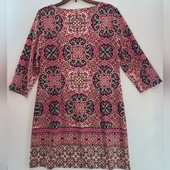 WISP Women's Orange/Cream/Black Sheath Polyester/Spandex Dress -‎ Size 14 - Picture 5 of 7